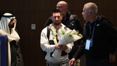 Paris Saint-Germain's Lionel Messi and members of the PSG team arrive at an airport in the Saudi capital Riyadh, on January 19, 2023, Fayez Nureldine / AFP