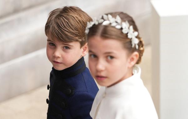 Princess Charlotte and Prince Louis of Wales arrive at Westminster Abbey in central London on May 6, 2023. DAN CHARITY / POOL / AFP