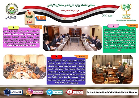الزراعة تستعرض حصاد أهم أنشطة الوزارة في أسبوع