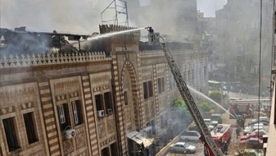 اندلاع حريق ضخم في مبنى وزارة الأوقاف المصرية