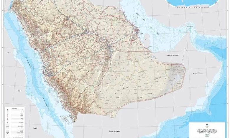 «الجيومكانية» تعلن الخارطة الرسمية للمملكة بالحدود الدولية المعتمدة عبر موقعها الإلكتروني - أخبار السعودية