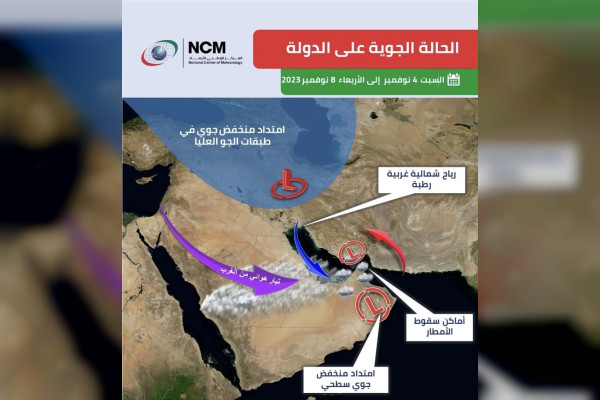 "الأرصاد" : سحب ركامية يصاحبها سقوط أمطار خلال الأيام المقبلة