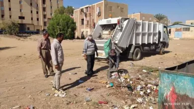 رفع كميات كبيرة من القمامة بالوحدة المحلية لمركز الخارجة في الوادي الجديد