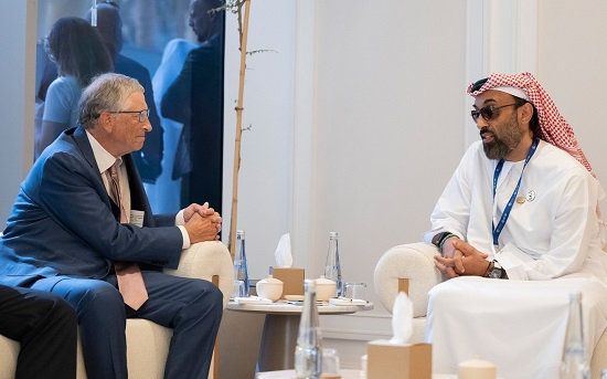 طحنون بن زايد يبحث مع بيل غيتس تحديات العمل المناخي وأهمية مؤتمر COP28