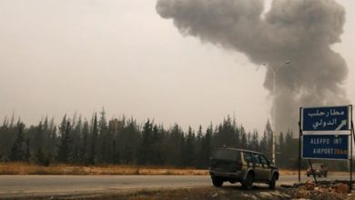 قتيل و7 مصابين في قصف صاروخي إسرائيلي على منطقة مطار حلب