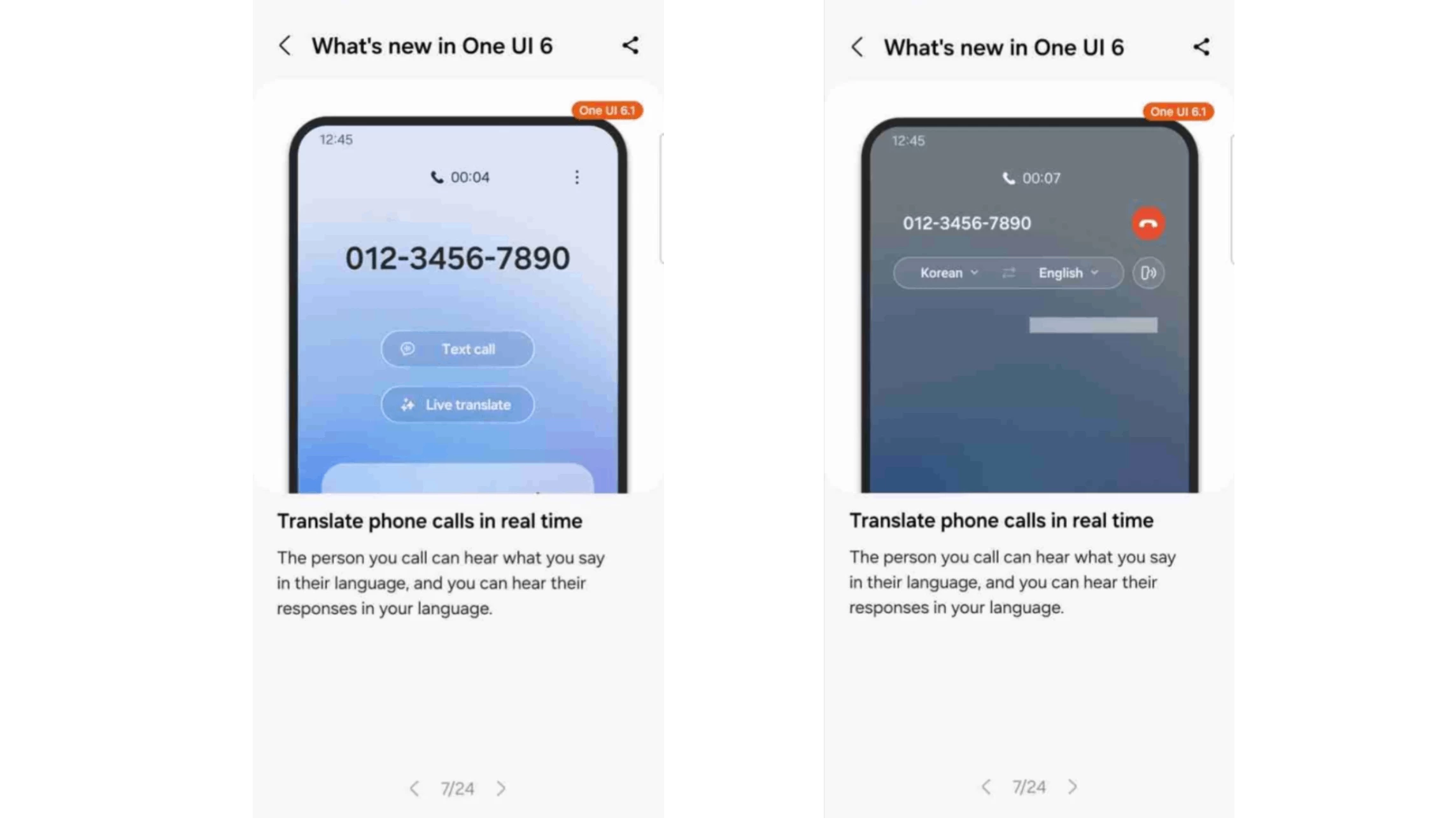 OneUI 6.1 live call translation