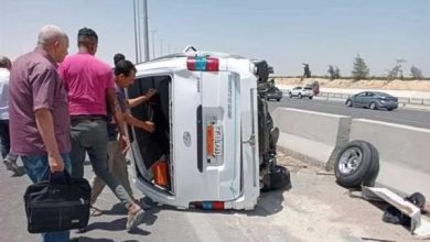 إصابة 9 عمال في انقلاب ميكروباص ببورسعيد