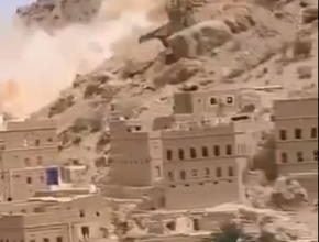 انهيارات صخرية مرعبة بحضرموت اليمنية