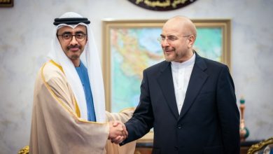 عبدالله بن زايد يلتقي رئيس برلمان إيران في طهران
