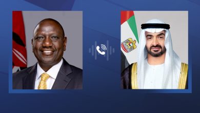 رئيس الدولة يتلقى اتصالاً من الرئيس الكيني لبحث العلاقات الثنائية