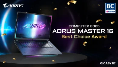 Computex25: محمول AORUS MASTER 16 AI PC يفوز بجائزة أفضل اختيار