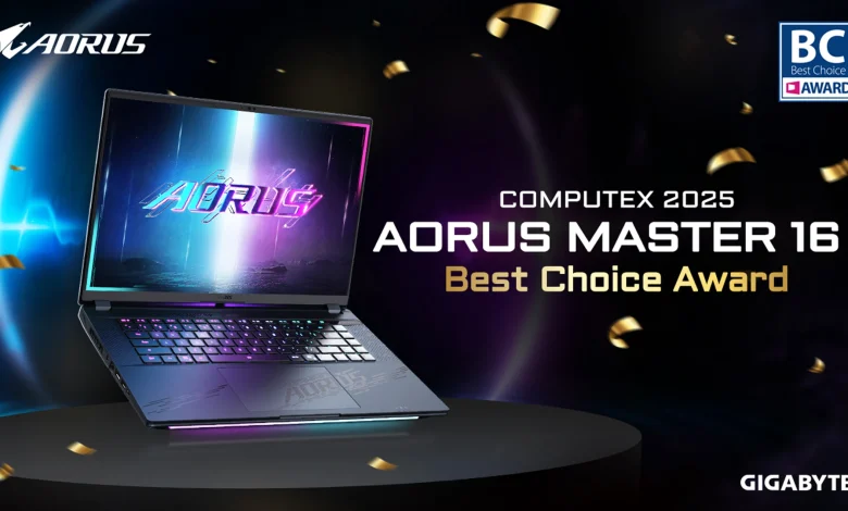 Computex25: محمول AORUS MASTER 16 AI PC يفوز بجائزة أفضل اختيار