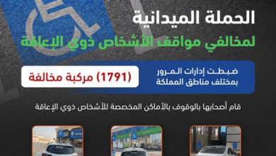 ضبط 1791 مركبة مخالفة متوقفة في أماكن «ذوي الإعاقة»