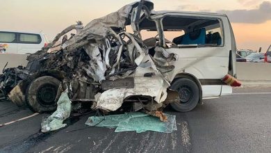 مصرع 5 أشخاص في حادث بين ميكروباص وتريلا أعلى الدائري الأوسطي
