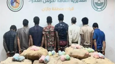 القبض على 8 مخالفين بجازان لتهريبهم 220 كيلوجرامًا من القات