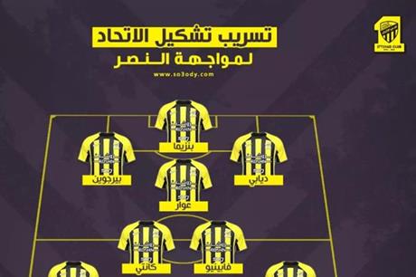 تسريب تشكيل الاتحاد ضد النصر في السوبر السعودي.. "مفاجأة حارس المرمى"