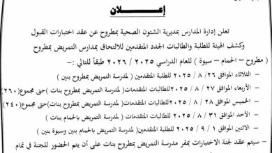 صحة مطروح تعلن مواعيد جدول القبول وكشف الهيئة للمتقدمين لمدارس التمريض 2025-2026