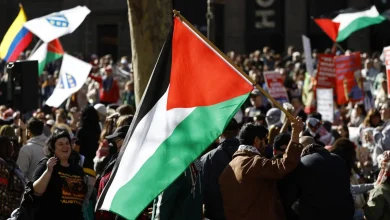 مسيرة حاشدة للتضامن مع غزة فوق جسر هاربور في سيدني