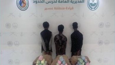 القبض على 3 مخالفين لنظام أمن الحدود بعسير لتهريبهم 144 كيلوجرامًا من القات