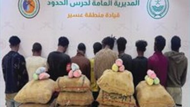 حرس الحدود بعسير يقبض على 10 إثيوبيين لتهريبهم 150 كيلوجرامًا من القات المخدر