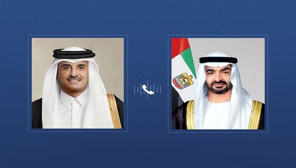 رئيس الدولة يؤكد تضامن الإمارات مع قطر إثر الاعتداء الإسرائيلي على أراضيها خلال اتصال هاتفي مع الشيخ تميم