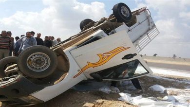 مصرع شخص وإصابة 9 أشخاص في انقلاب سيارة ربع نقل على محور الضبعة بالبحيرة