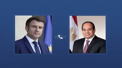 السيسي وماكرون يبحثان وقف إطلاق النار في غزة ويؤكدان دعم إقامة الدولة الفلسطينية