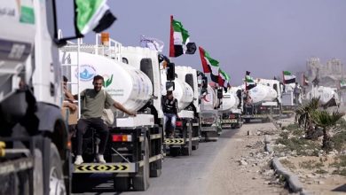 بالفيديو والصور.. الإمارات تسير أكبر قافلة صهاريج مياه إلى شمال غزة ضمن عملية "الفارس الشهم 3"