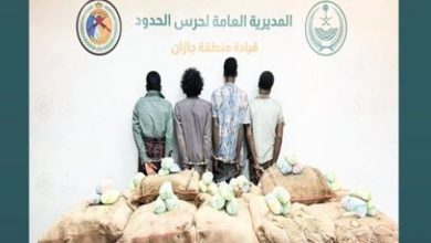 ضبط 4 مخالفين من الجنسيتين اليمنية والإثيوبية لتهريبهم 280 كيلوجرامًا من القات بجازان