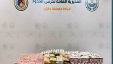إحباط تهريب 106 كيلوجرامات من الحشيش وأكثر من 28 ألف قرص خاضع لتنظيم التداول الطبي بجازان