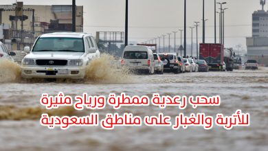 حالة الطقس بالمملكة اليوم.. سحب رعدية ممطرة ورياح مثيرة للأتربة والغبار على مناطق السعودية