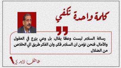 عاطف زايد يكتب : كلمة واحدة تكفي