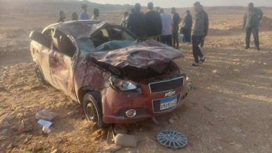 مصرع شخص وإصابة 4 آخرين إثر انقلاب سيارة ملاكي بطريق الخارجة - أسيوط