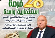 وزارة الصناعة تطرح 28 فرصة استثمارية واعدة لتعميق التصنيع المحلي وتلبية احتياجات السوق