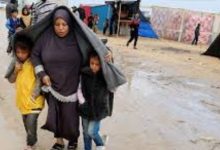 الامطار تغرق الخيام في غزة