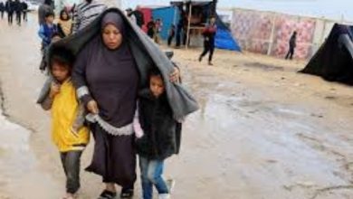 الامطار تغرق الخيام في غزة