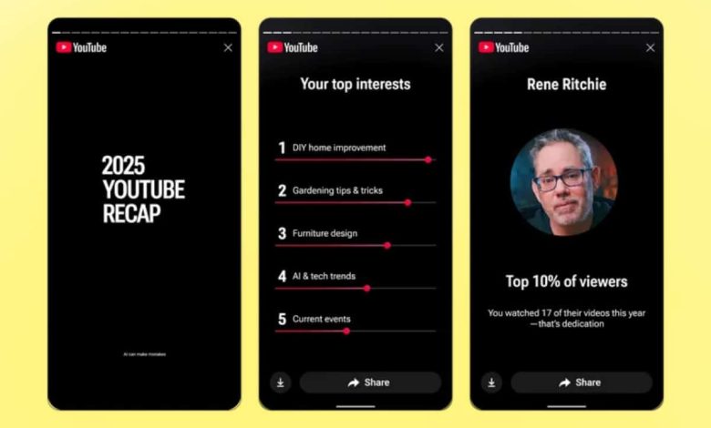 YouTube Recap.. يوتيوب تعلن إطلاق ميزة ملخص المشاهدة السنوي