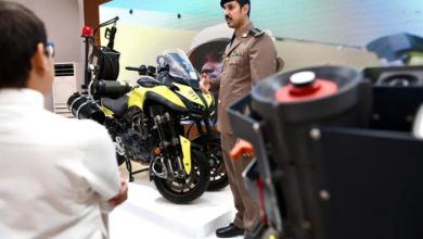 "الدفاع المدني" يستعرض دراجة التدخل السريع في معرض "واحة الأمن" بالصياهد