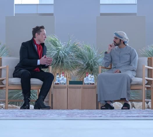 حمدان بن محمد يلتقي إيلون ماسك في دبي