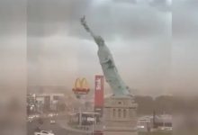 فيديو.. انهيار تمثال الحرية "البرازيلي" أمام المارة بفعل الرياح