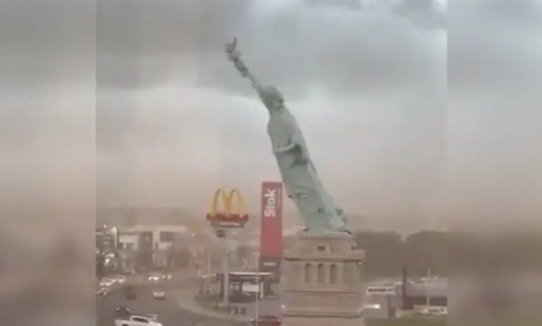 فيديو.. انهيار تمثال الحرية "البرازيلي" أمام المارة بفعل الرياح
