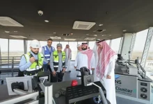 أمير منطقة جازان الأمير محمد بن عبدالعزيز بن محمد بن عبدالعزيز خلال تفقده مشروع مطار جازان الدولي الجديد.