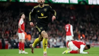 احتفال كونيا بهدفه القاتل في مرمى أرسنال.