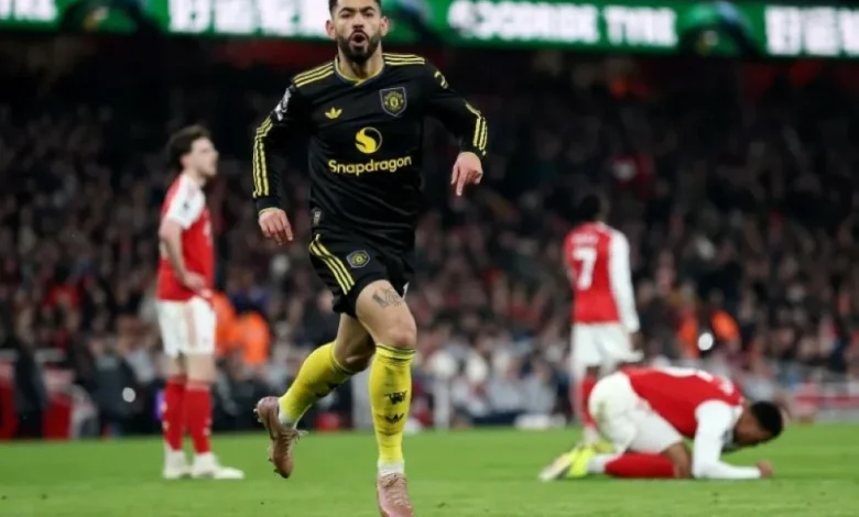 احتفال كونيا بهدفه القاتل في مرمى أرسنال.