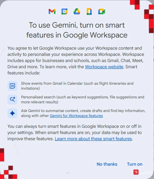 واجهة Gemini داخل Gmail