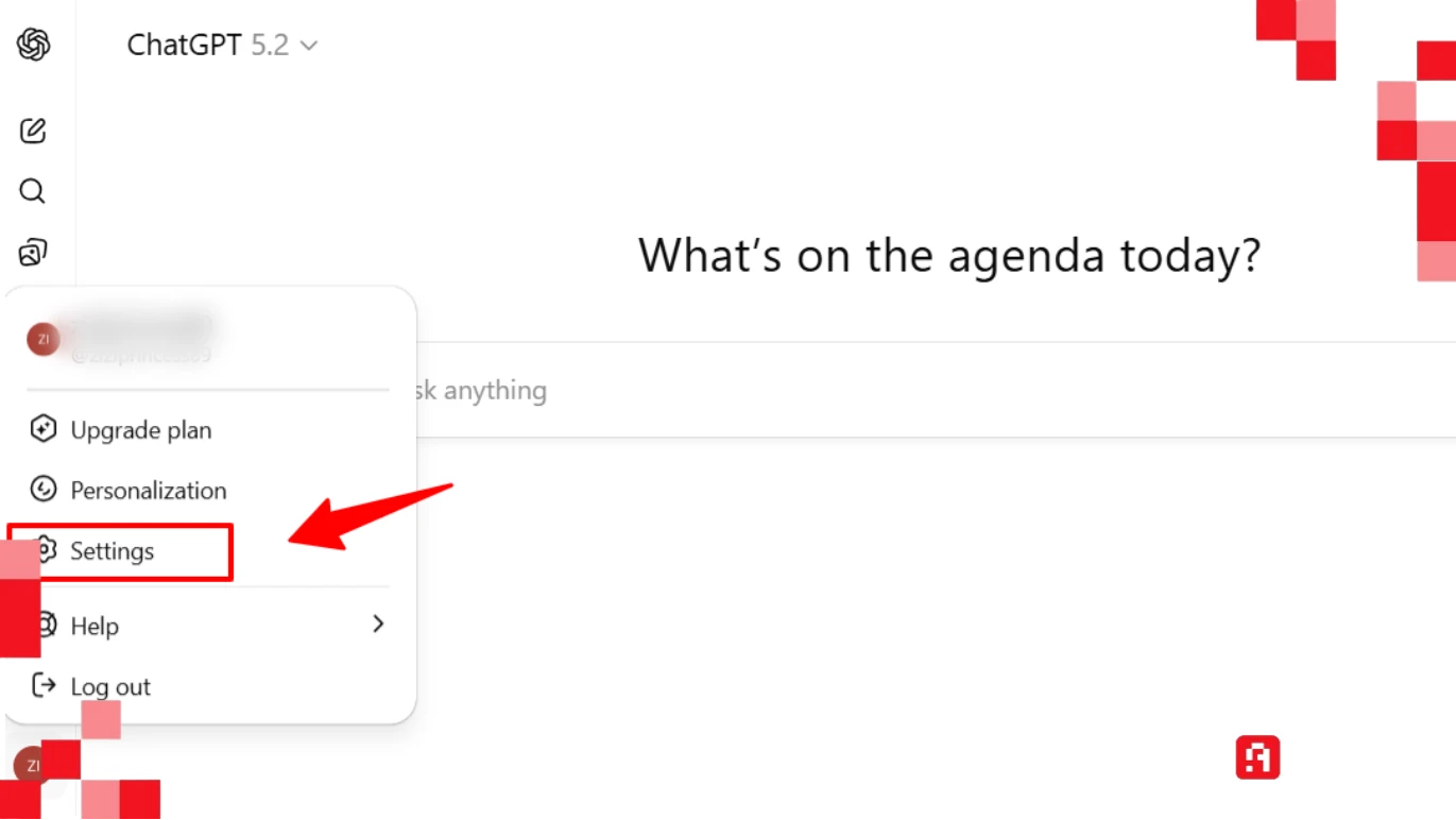 فتح الإعدادات