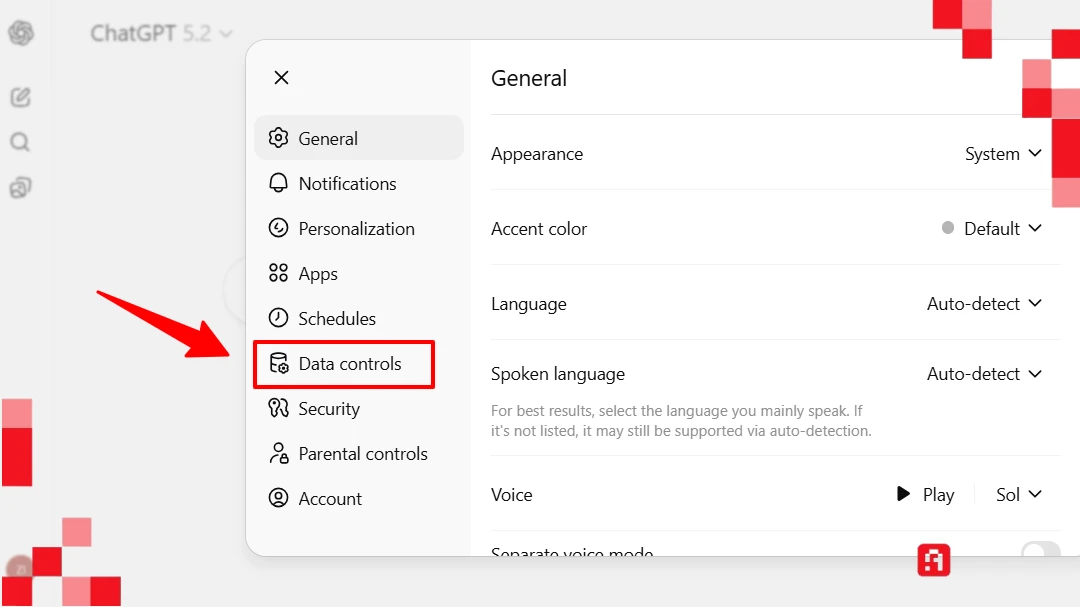 فتح قسم الخصوصية