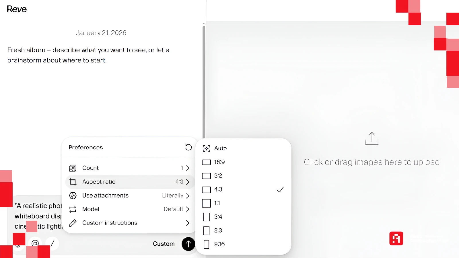واجهة موقع Reve AI