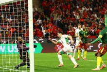 احتفال إبراهيم دياز بهدفه في مرمى الكاميرون.