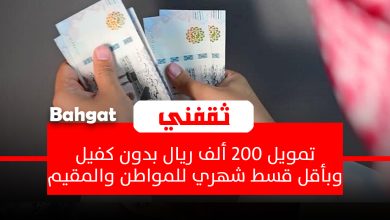 تمويل شخصي 200 ألف ريال بأقل راتب للمواطن والمقيم وأطول فترة سداد
